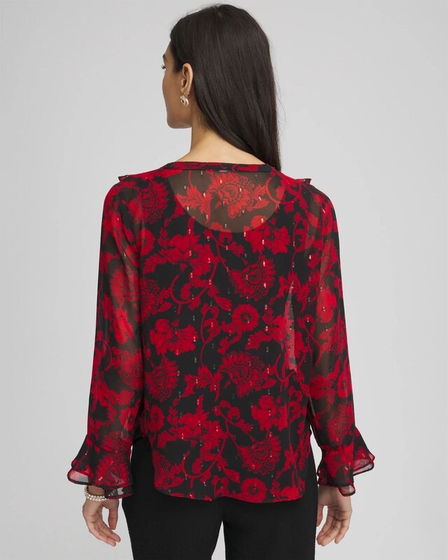 Georgette Clip Dot Ruffle Blouse - image 3